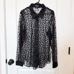 Hot Topic Womens Gothic Velvet Skull Sheer Top Size XL Grunge Emo Dark Romance